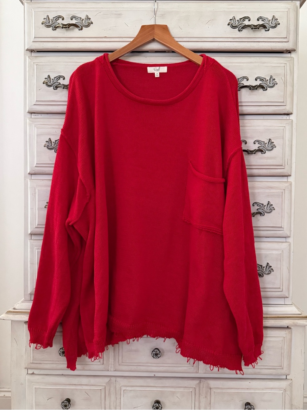 Vici Red Oversized Pocket Sweater